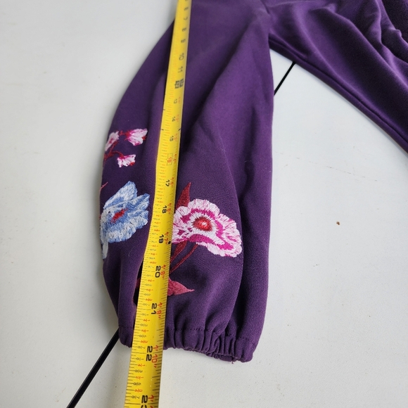 Ann Taylor Shift Dress Purple Floral Embroidered Sleeve V Neck Casual Stretch S - Picture 13 of 15